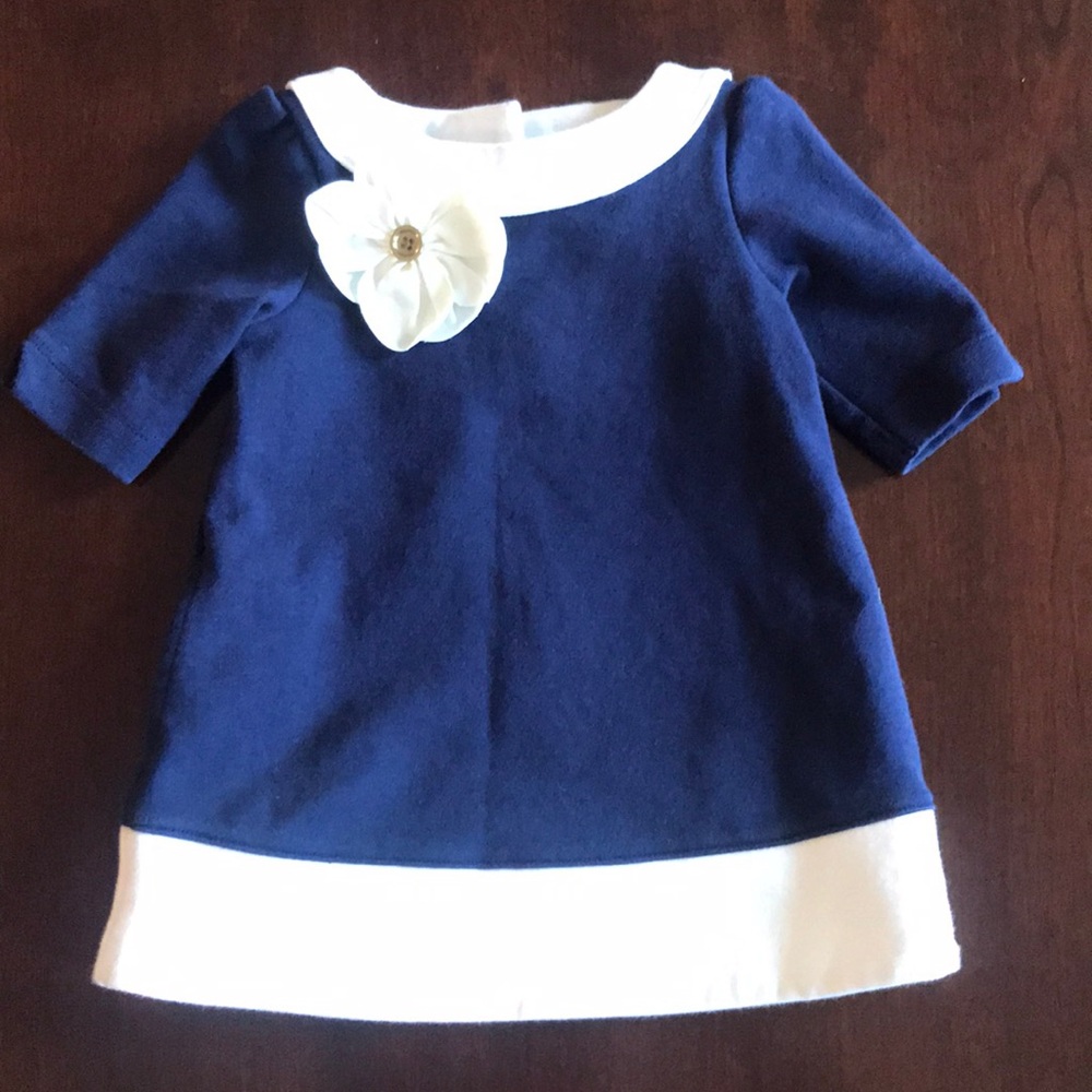 Janie and jack, navy and off white dress